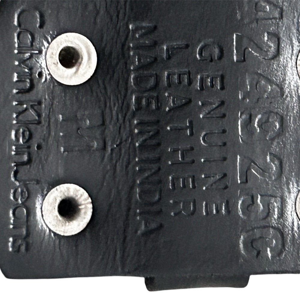 Calvin Klein Jeans Black and Silver Leather Belt - Picture 8 of 9